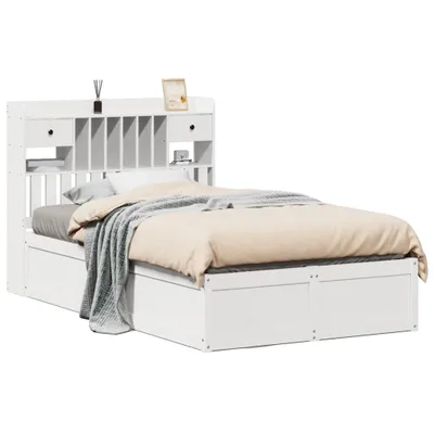 Produktbild von vidaXL Massivholzbett ohne Matratze Weiß 135x190 cm Kiefernholz