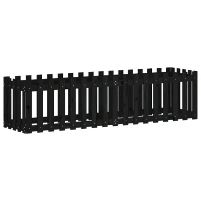 Obrázok produktu pre Vyvýšený záhon s dizajnom plotu čierny 200x50x50 cm borovica