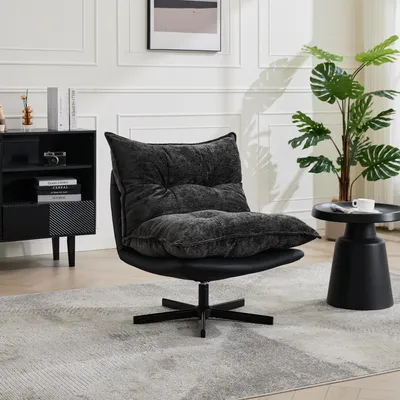Produktbild von Stabiler Dreh-Relaxsessel, 3-Fach verstellbare Rückenlehne (95°/110°/125°), 360°-Schwenk, schwarze Metallbeine, Cat-Scratch-Kunstleder,  dunkelgrau