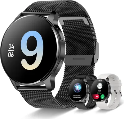 Produktbild von Smartwatch für Männer und Frauen mit Telefonfunktion, 1,32 Zoll HD-Voll-Touchscreen, mit SpO2-Herzfrequenzmonitor, Menstruationszyklus, Android iOS