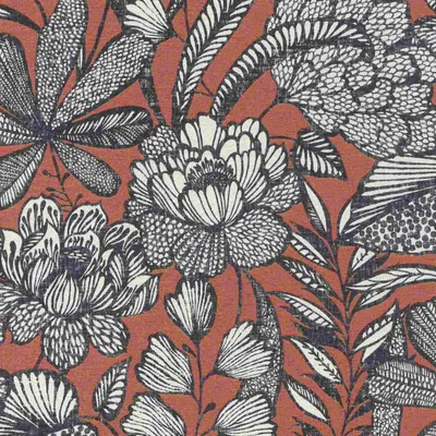Produktbild von Vliestapete 555370 Tapete Botanical Dschungel 53 x 1005 cm Rasch Lirico Blau Rot