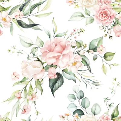 Produktbild von Servietten Papier 33x33cm 3-lagig mit Rosen Motiv 20 Stück Weiß / Rosa