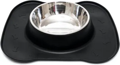 Produktbild von Famanu Futterstation XL - Integrierte Futtermat - Edelstahl-Futterschüssel 1600 ML