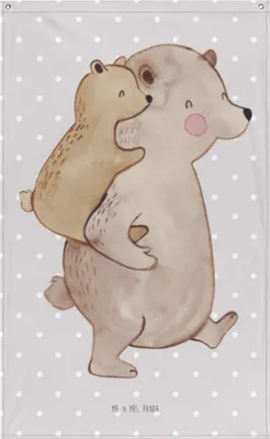 Produktbild von Mr. & Mrs. Panda Wandtuch Papa Bär - Grau Pastell - Geschenk, Tapestry, Gobelin, Vatertag, Wandbanner, Wandteppich, Wandbild, Geburtstag, Vater, Muttertag