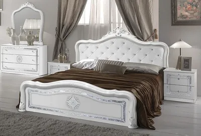 Produktbild von Barock Doppelbett Luisa 160x200 cm in Weiß / Silber