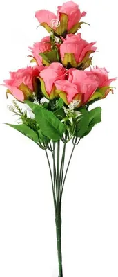 Immagine prodotto di Bouquet di rose nobili in rosa chiaro - Fiori artificiali di  48 cm