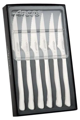 Steakmesser-Set 6 Stück, 11 cm Klinge, Nitrum Edelstahl, gekartelt