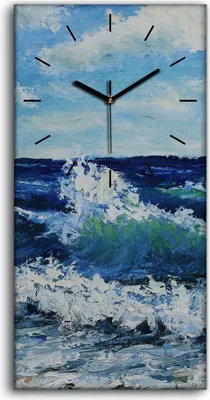 Produktbild von Dekor Leinwand Uhr Wandbilder 30x60 Kunst Gemälde Landschaft Meereswellen - schwarze Hände