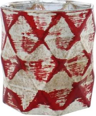 Produktbild von Teelichthalter rot/gold - ca. 10,5 x 11 cm