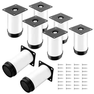 Productafbeelding van Solidchoice - Set van 8 Verstelbare Wit Stalen Meubelpoten voor Meubels