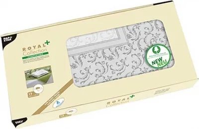 Produktbild von Papstar Wasserdichte Mitteldecken PV-Tissue, grau "ROYAL Collection Plus" 100 x 100 cm "Damascato" 12 Stück