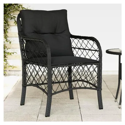 Produktbild von Gartenstühle mit Kissen 2 Stück Schwarz Poly Rattan