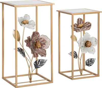 Immagine prodotto di Mauro Ferretti tavolino set fiori 2 pezzi 36x36x70-30x30x60 cm multicolore
