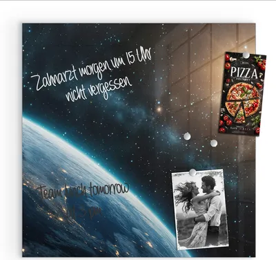 Produktbild von Magnettafel 50x50cm Pinnwand Whiteboard beschreibbar - Planet im Universum