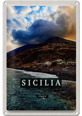 Produktbild von Blechschild Reise 20x30cm Sizilien Strand Meer Urlaubsort Trip