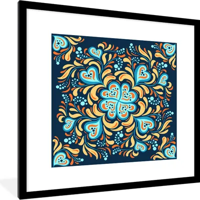 Produktbild von MuchoWow® MuchoWow® Gerahmtes Poster Vierblättriges Kleeblatt - Herz - Muster 40x40 cm - Poster mit zchwarzem Bilderrahmen - Poster - Plakat im Rahmen