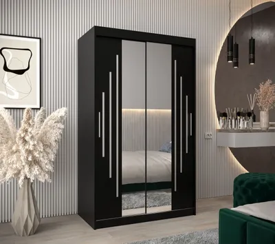 Produktbild von Kleiderschrank mit Spiegel KIRA – Breite 120 cm, schwarz