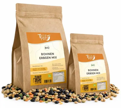 Produktbild von Tasty Pott Bohnen-Erbsen Mix, geröstet und gesalzen - im Beutel