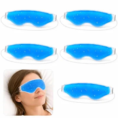 Produktbild von 5-teiliges Kühl-Augenmasken-Set, weich und bequem, warm und kalt verwendbar, für Damen und Herren, lindert Müdigkeit, fördert Schlaf, leicht & tragbar