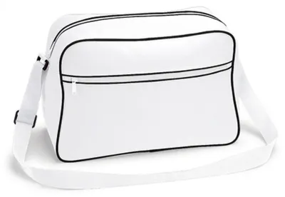 Produktbild von BagBase BG14 | Retro Shoulder Bag / Umhängeasche | 40 x 28 x 18 cm - Farbe: White/Black - Größe: 40 x 28 x 18 cm