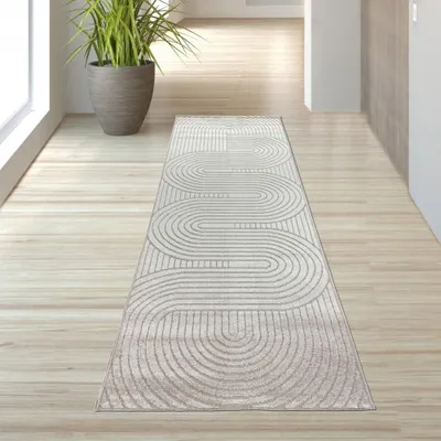 Image de Tapis moderne d'extérieur résistant aux intempéries Terrasse Balcon Style Boho Beige Taille - 80 x 150 cm