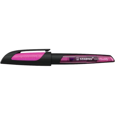 Produktbild von Schulfüller mit Standard-Feder M - STABILO EASYbuddy in schwarz/magenta - Schreibfarbe blau (löschbar) - Einzelstift - inklusive Patrone