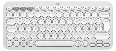Produktbild von Logitech Pebble Keys 2 K380s, Mini, Kabellos, Bluetooth, Scherenschalter, QWERTY, Weiß