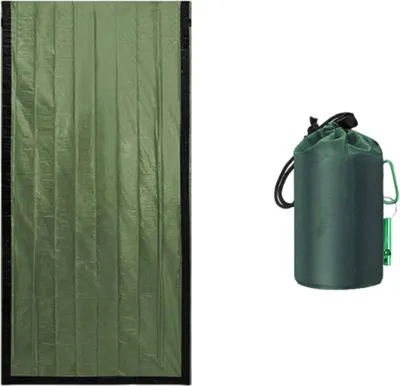 Produktbild von Notfallschlafsack, tragbarer, wasserdichter Thermobiwaksack, taktischer Biwaksack, Camping-Mylar-Schlafsack, Überlebensausrüstung, Notfalldecken, Notunterkunft
