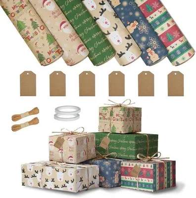 Produktbild von Famanu Geschenkpapier Set 6 Rollen - Verschiedene Designs