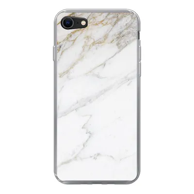 Produktbild von MuchoWow® Handyhülle Schutzhülle Hülle für iPhone SE 2020 Marmor - Stein - Weiß - Gold - Marmoroptik - Stein - Luxus Silikon Softcase Handy Hülle - Kartenbesitzer