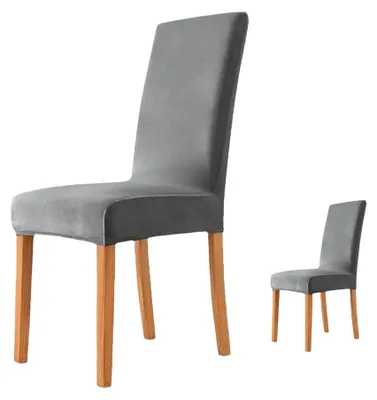Stuhlbezüge für Esszimmerstühle, 2 Stück, Spandex, grau, dehnbar, waschbar