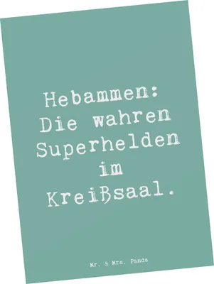 Produktbild von Mr. & Mrs. Panda Grußkarte Spruch Hebamme Superhelden - Meeresbrise - Geschenk, Postkarten, Kreißsaal, Kunstkarten, Schwangerschaft, Ansichtskarten, Berufsleben, Hebammen