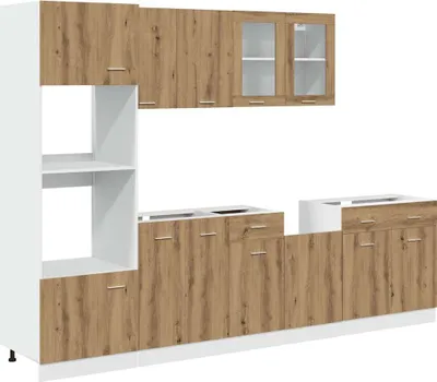 Image de vidaXL Ensemble d'armoires de cuisine Lyon 7 pièces Chêne Artisan Matériau bois
