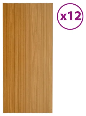Image de Panneaux de toiture vidaXL, 12 pièces, couleur naturelle, 100 x 45 cm, acier galvanisé