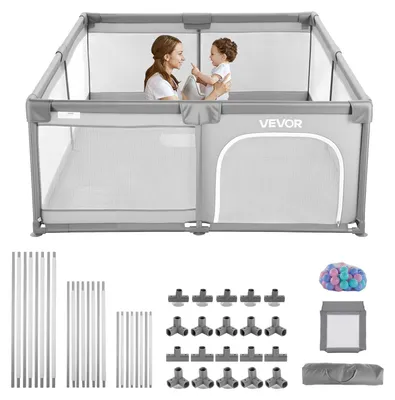 Produktbild von VEVOR Babyspielplatz, Pop-Up Kleinkindspielplatz mit Sonnendach, tragbarer Spielbereich für drinnen und draußen für Babys und Kleinkinder mit UPF 50+ Sonnenschutz und Reisetasche für Zuhause, Park, Strand, faltbar und leicht, Montierte Typ-a, 5500+ sq in-a