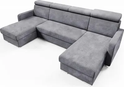 Produktbild von LIKMA Grau Ecksofa Mako U-Form 274x165 cm mit Schlaffunktion (254x125 cm) Eckcouch mit Bettkasten und Verstellbare Kopfstützen Wohnlandschaft Bettsofa mit Stauraum Polstermöbel Sofa 4 Sitzer