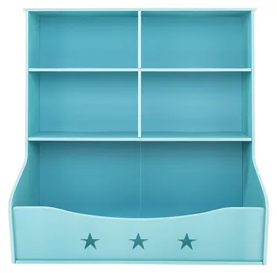 Imagen del producto de Estantería - Estante para libros - Mueble de almacenamiento - Estante de pared - Revistero - De 3 niveles - Azul claro - Plástico resistente