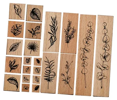 Produktbild von Holzstempel Set mit Pflanzenmotiv für kreative Projekte