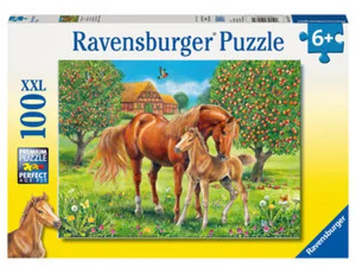 Produktbild von 100 Teile Ravensburger Kinder Puzzle XXL Pferdeglück auf der Wiese 10577