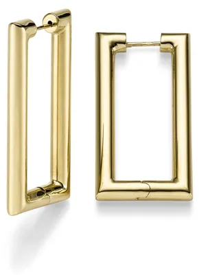 Produktbild von Paar rechteckige Creolen 19x38,5mm Ohrringe Ohrschmuck aus 585 Gold Gelbgold