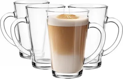 Produktbild von Set von 4 Kaffeegläsern und Teegläsern mit Henkel, 300 ml