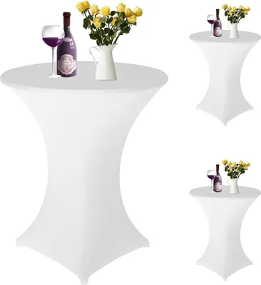 Produktbild von LDHHYH 3er-Pack Bar Tischdecken, Bistro Tischdecken, 80cm x 110cm, Stretch Bar Tischdecken, Weiß für Bar, Geburtstagsparty, Hochzeit, Bistro-Tische