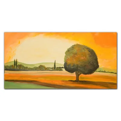 Produktbild von Coloray - Bild aus Glas - 120x60 cm - gehärtetes Glas glasblock mit bild wohnzimmer Küche Dekoration wanddekoration - Baum Landschaftsmalerei