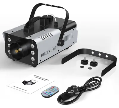 Zdjęcie produktu dla Maszyna do generowania mgły, moc 1200W, efekty świetlne RGB, kolor srebrny, wtyczka EU