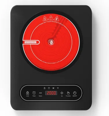 Keramik-Kochplatte 2000 W, 10 Stufen, Timer, Touch, 220–240 V