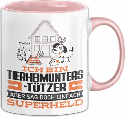 Produktbild von Tierheimunterstützer Geschenk Tasse Ich Bin Tierheimunterstützer Aber Sag Doch Einfach Superheld Lustige Geschenkdiee für Tierheimunterstützer Kaffee-Becher (Rosa)