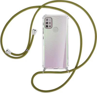 Produktbild von Handykette Backcover-Schutzhülle mit Band (Metall silberfarben) für Motorola Moto G10 (Power), G20, G30 - khaki
