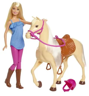 Image de Coffret equitation barbie et son cheval - poupee cavaliere et animal - mattel - fxh13