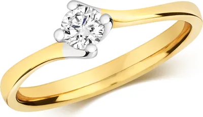 Produktbild von Funkelndes Feuer 18 Karat (750) Gold Solitär Verlobung Damen - Diamant Ring Brillant-Schliff 0.25 Karat GH - SI2, 51 (16.2); TRS3218818KYRSL