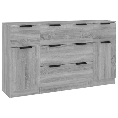 Produktbild von 3-tlg. Sideboard-Set Grau Sonoma Holzwerkstoff